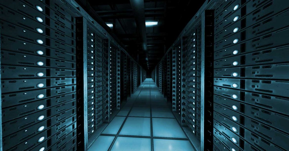 A server room with rows of servers - web hosting in Nairobi